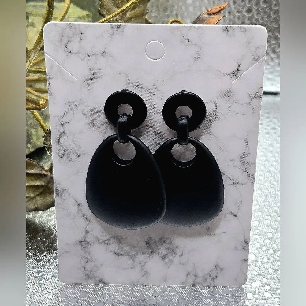 "5/$40" Matte Black Lightweight Acrylic Edgy Dangle Earrings